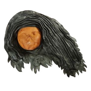 Folk Art Of Woman’s Face Genuine Leather COSTA RICA Artist Signed Folk Mask